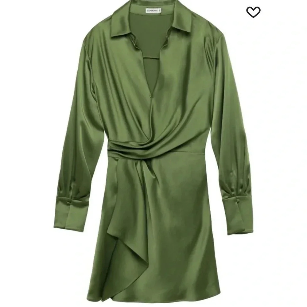 Simkhai Talit‎ draped dress, Size 8, Green, Like New Condition, Sold Out $540 - Picture 4 of 11